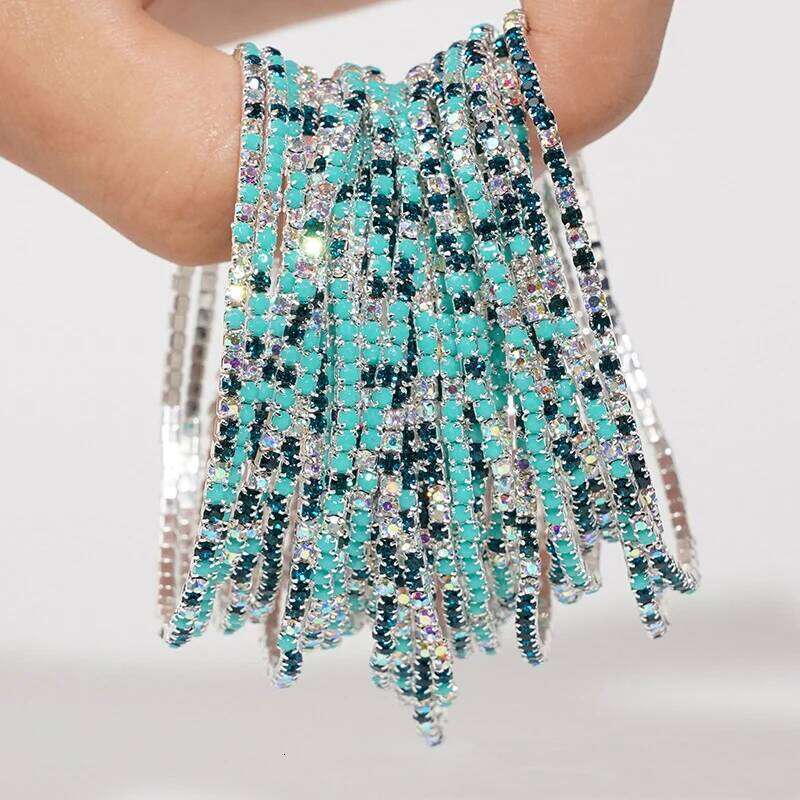 5pcs Fashion Colorful Acrylic Crystal Rhinestone Elastic Bracelet For Women Stretch Wristband Wedding Bracelets Daily Jewelry 25T1226