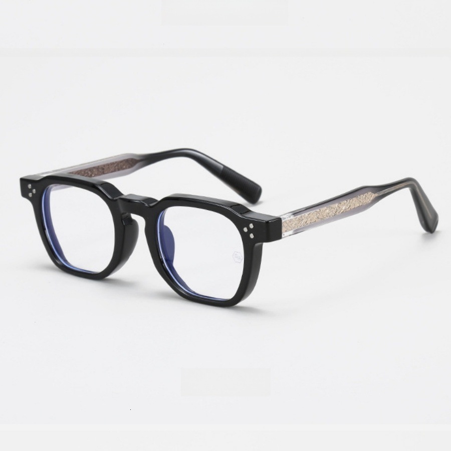 Blue Light Blocking Glasses Frame Insert Thick Frame Square Glasses Frame Personality Metal Insert Thick Edge Unisex Artistic 250110