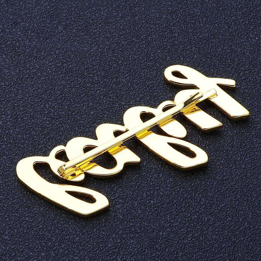 Minimalist Accent Bling White Iced Handmade Full CZ Legacy Letters Pin Brooch Women Hip Hop Jewelry Party Gift