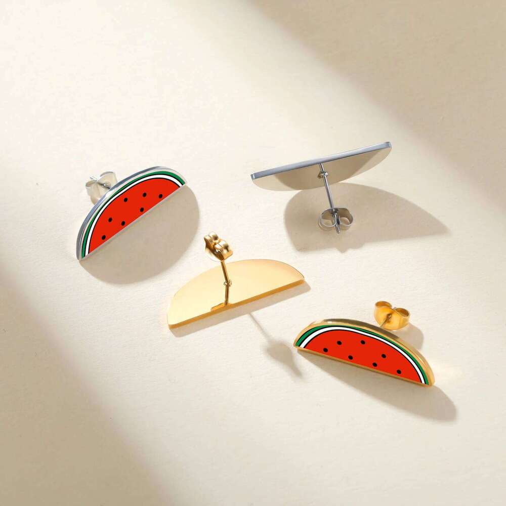 Cazador Waterproof Watermelon Stud Gold Color Stainless Steel Piercing Earrings for Women Jewelry Valentine's Gift 2025 25H1226