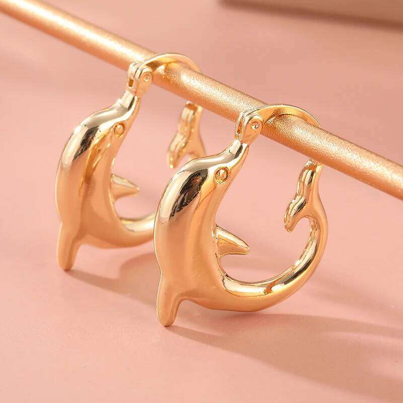 Fashion Cute Versatile Charming Sea Animal Small Dolphin Design Earrings Party Christmas Creative Birthday Valentine's Day Gift 25H1226