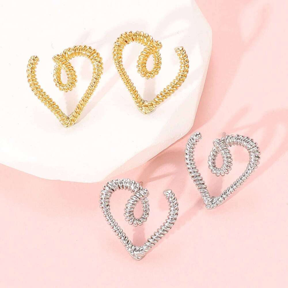 Fried Dough Twists Twisted Heart Twist Thread Light Luxury Retro Euro American Earrings 25H1226