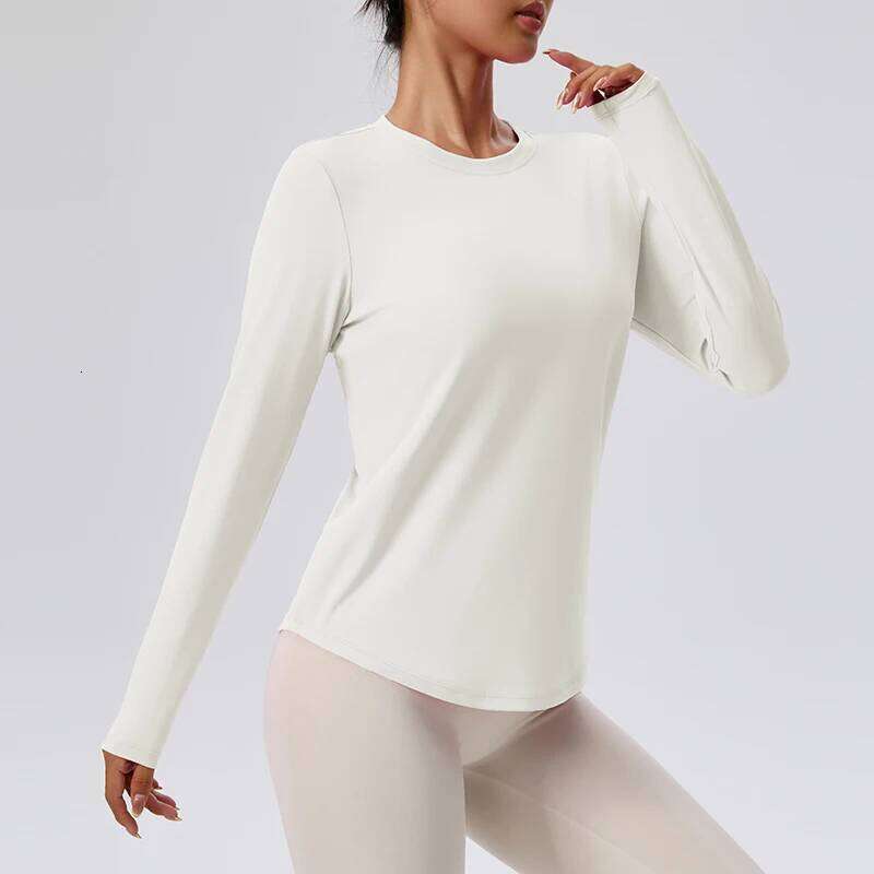 Women's Round Neck Fitness Clothes Gym Exercise Pilates Yoga Long Sleeved Tops 25T1226