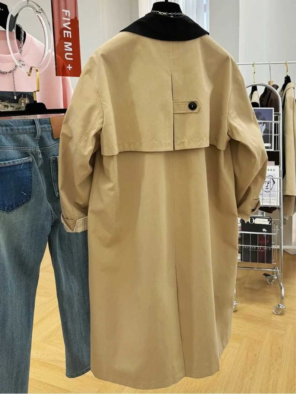Neploe New Advanced Elegant Panelled Coat Turn-down Collar Mid-length Windbreak Western Safari Style Loose Casual Luxury JacketT251226