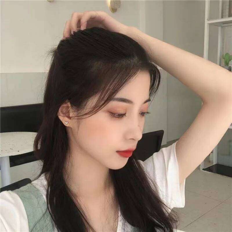 Small Cute Heart Stainless Steel Stud Earrings Golden Jewelry Accessory for Women Girls Gift 25H1226