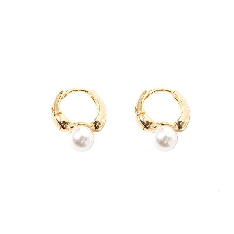 ANENJERY Imitation Pearl Hoop Earrings for Women Round Wedding Party Ear Jewelry 25H1226