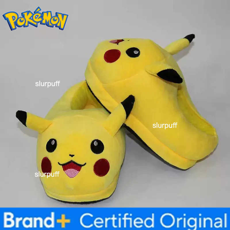 Pokemon Pikachu Cartoon Cosplay Pluch Slippers Winter Warm Cotton Slipper Kawaii Pikachu Snorlax Indoor Anime Shoes Christmas Gift W251226