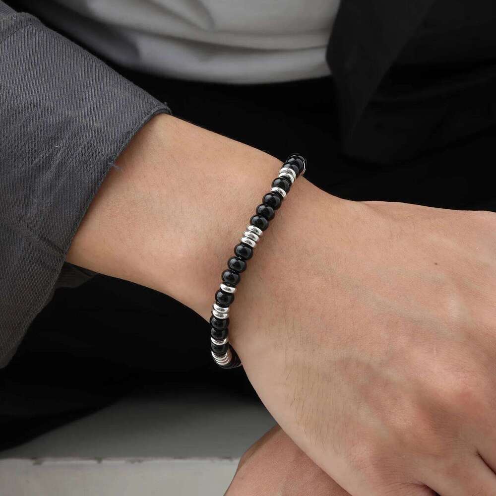 Black Onyx Beaded Bracelets Women Men Classic Tiger Eye Stones Chain Adjustable Wristband For Valentine's Day Gift 25T1226