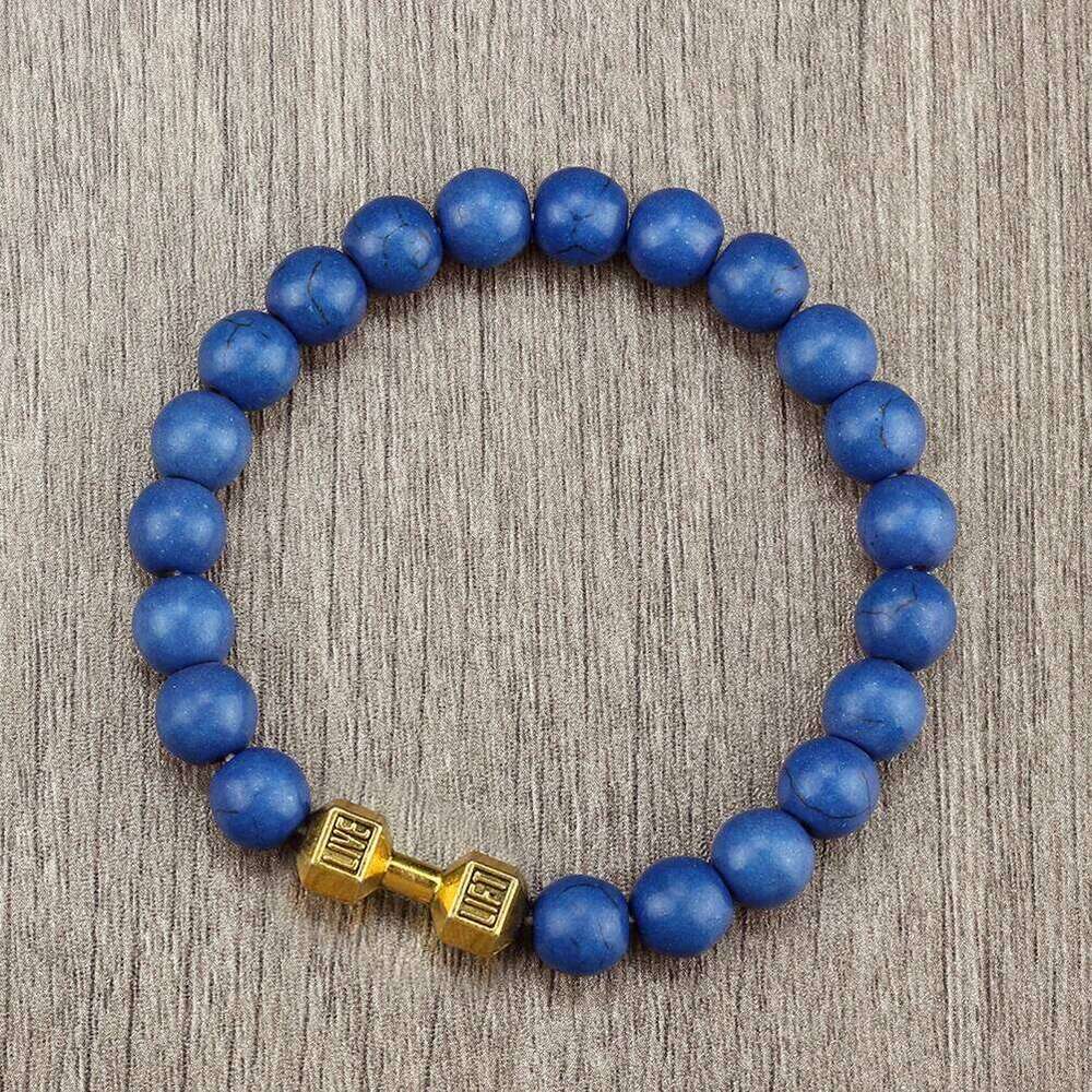 Natural Black Volcanic Lava Stone Dumbbell Bracelet black Matte Beads Bracelets For Women Men Fitness Barbell Jewelry Pulseras 25T1226