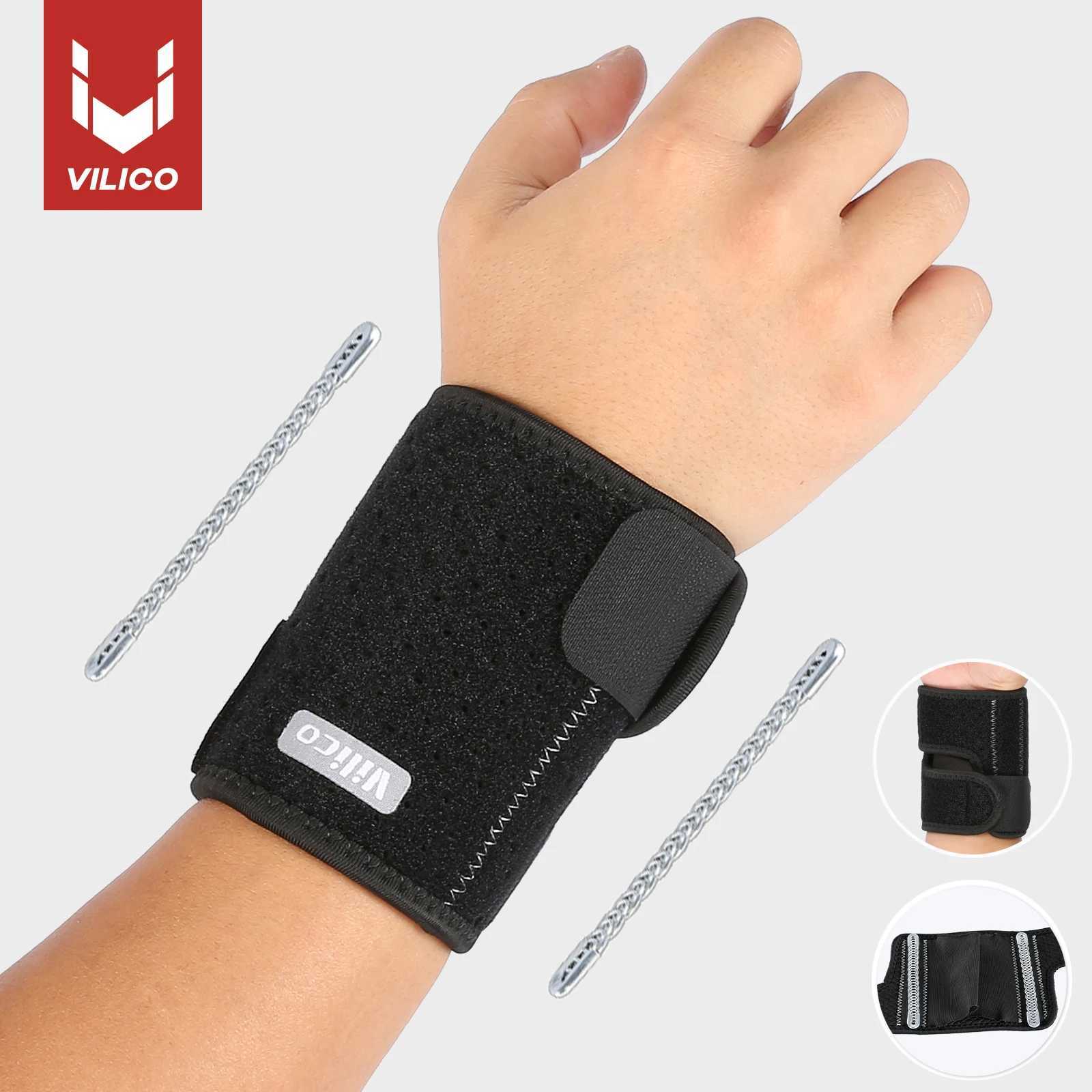 2PCS breathable inner lining wrist guard with two internal spring strips supporting adjustable wristbands with pressure bands M251226