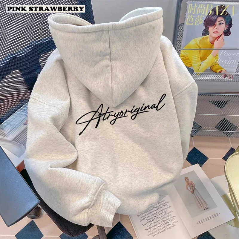 White-gray letter printed hooded sweatshirt for men and women 25 autumn-winter fashion loose casual Y2K top mens tracksuit 251222