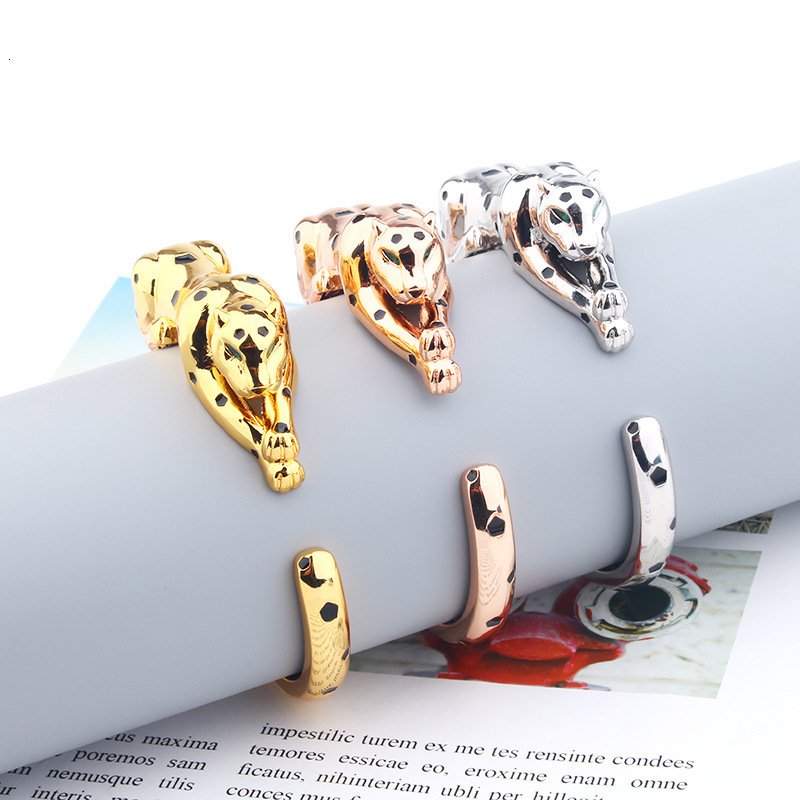 And Fashion Creative Bold Open Spot Leopard Bracelet Ring Set Smooth Resin Personalized Trendy Jewelry