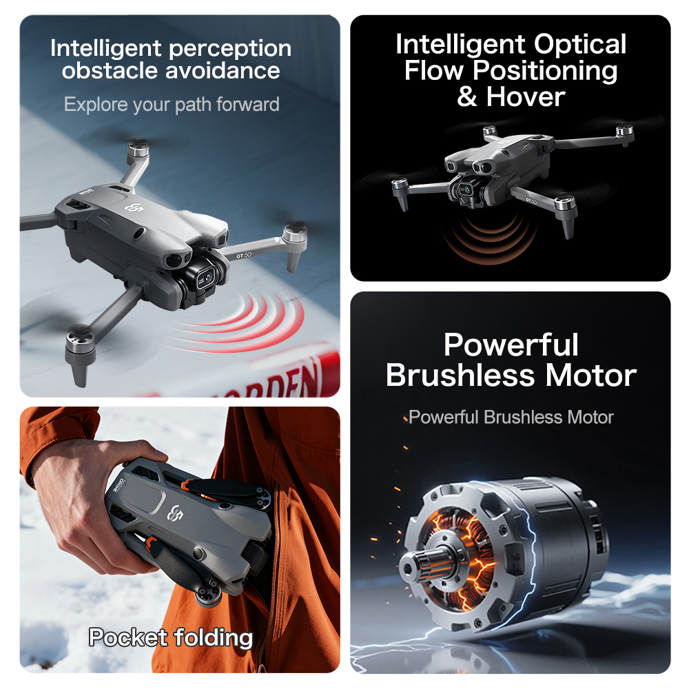 GT50 Pro HD flagship drone, equipped with a 4.3-inch screen remote control -1080P high-definition dual cameras and brushless motor, suitable for both 