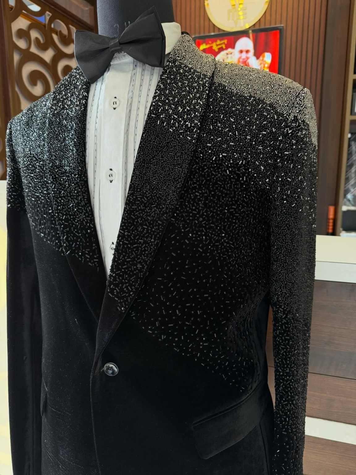 Luxurious Wedding Tuxedos Handmade Beaded Shawl Lapel Men Suit Exquisite 2 Piece Set Jacket Pants Evening Groom Coat Customized