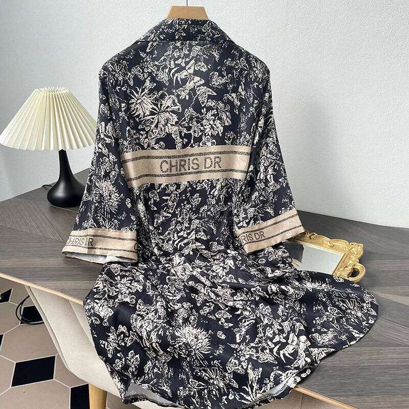 Designer Clothes Sexy Print Flower Sleepshirt Nightdress Summer Female Sleepwear Nightgown Lingerie Casual Home Wear Loungewear Satin Nightwear Hot Se