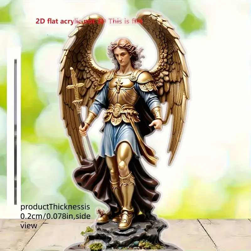 Archangel Michael statue ornament golden winged guardian angel holding sword religious home and office decora classicornament 251226 - view 3