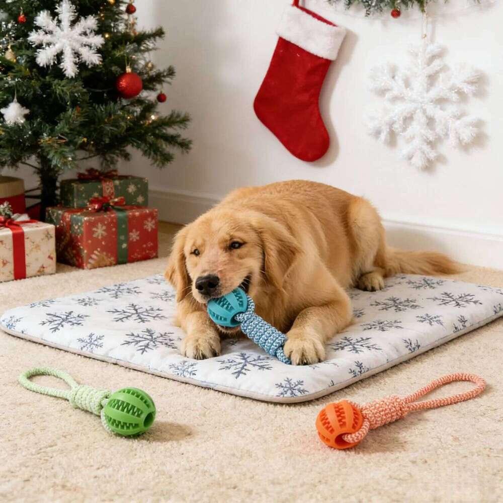 Durable Braided Rope Pet Chew Toy Ball - Dental Cleaning Treat Dispenser, Fetch & Tug Play for Small/Medium Dogs 25N1226