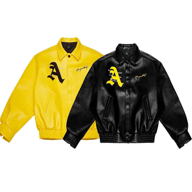 High Street Fashion Autumn/Winter New Arrival - Men's and Women's Unisex Casual PU Leather Jacket with Horse Shoe Embroidery Outerwear S251226