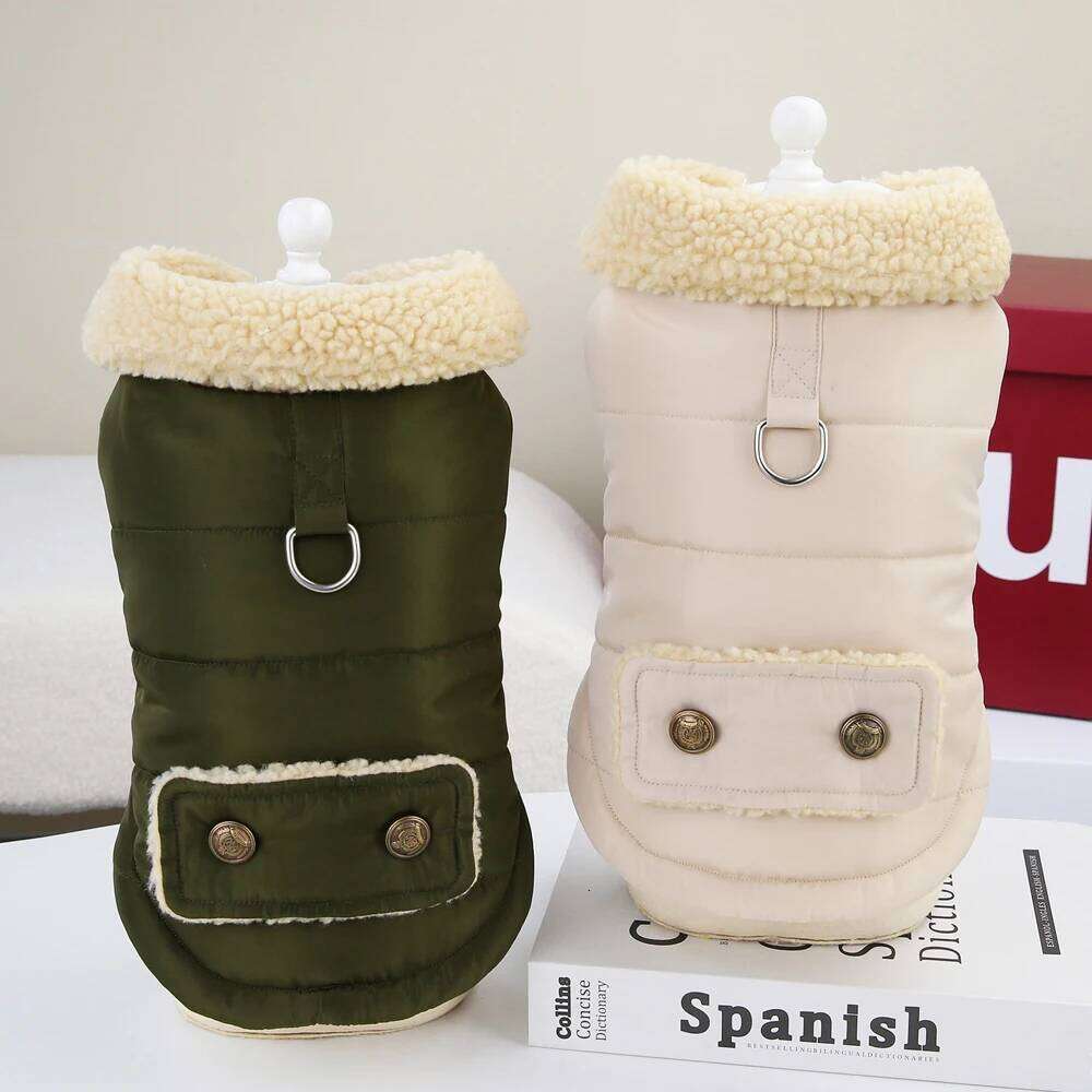 Winter Jacket Clothes Super Warm Small Dogs Clothing With Fur Collar Cotton Pet Outfits French Bulldog Chihuahua Coat Vest 25T1226