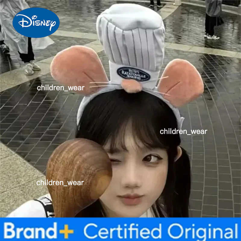 Disney Kawaii Ratatouille Cartoon Hairband Cute Plush Doll Headband Wide-Brimmed Hairpin Mouse Ears Headdress Girl Kids Birthday Gift H251226