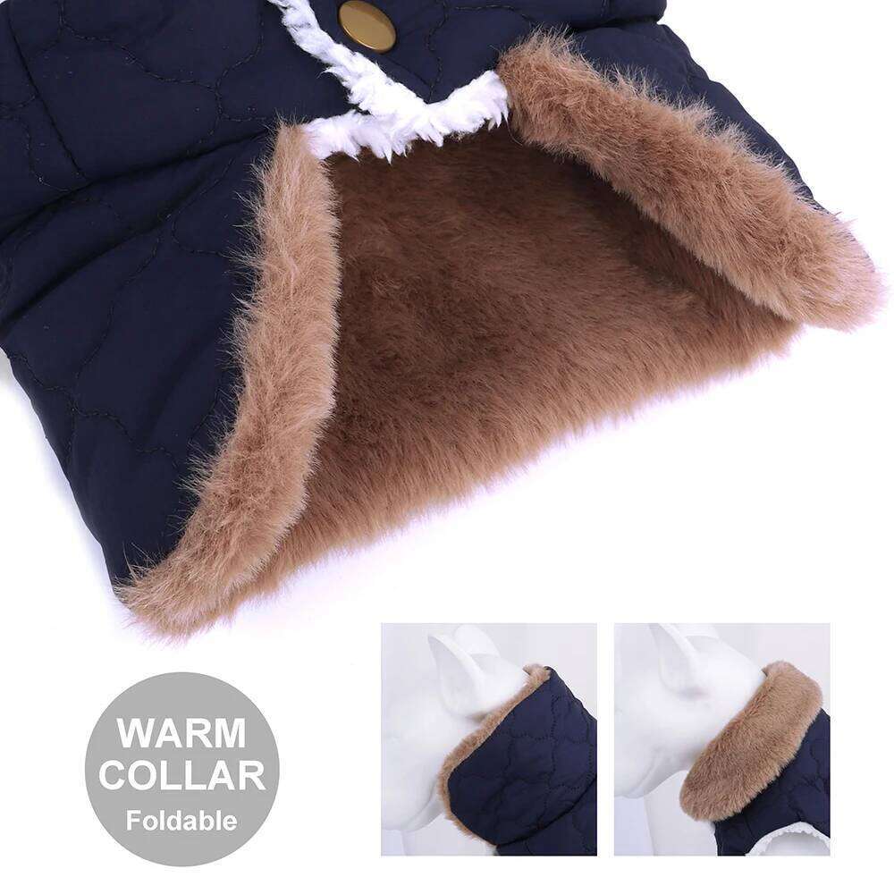 Winter Jacket Clothes Super Warm Small Dogs Clothing With Fur Collar Cotton Pet Outfits French Bulldog Chihuahua Coat Vest 25T1226