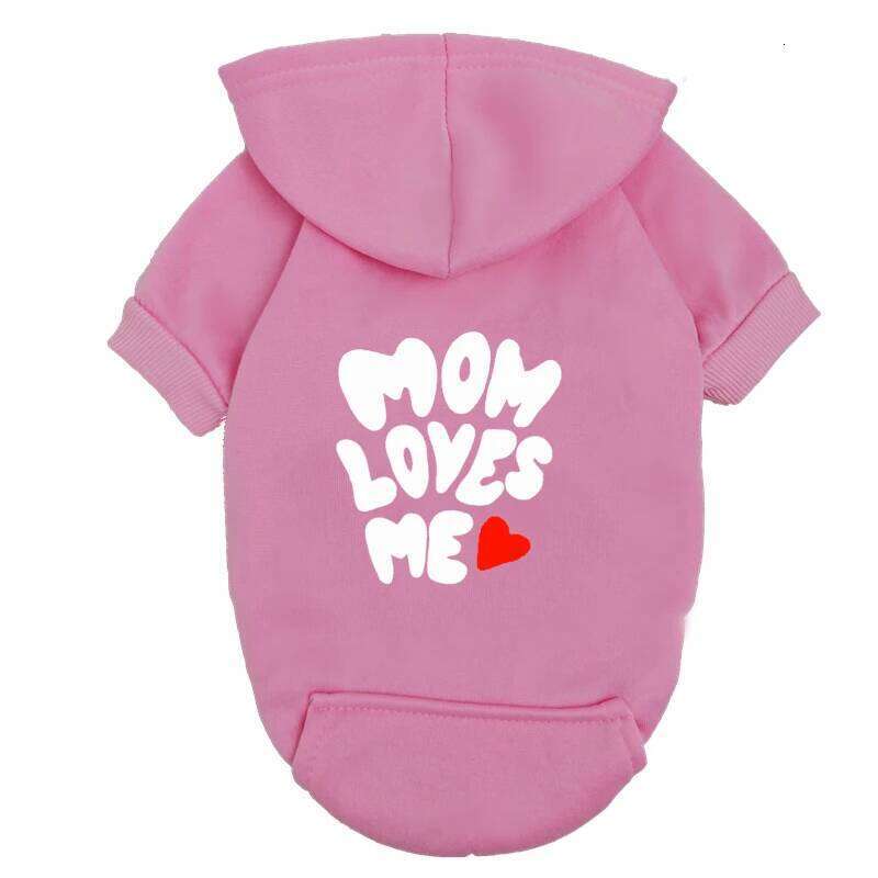 Loves Me Dog Hoodie Red Pet Sweater with Heart Design Warm Outfit for Small Dogs & Puppies - I Love My Mom Gift 25T1226