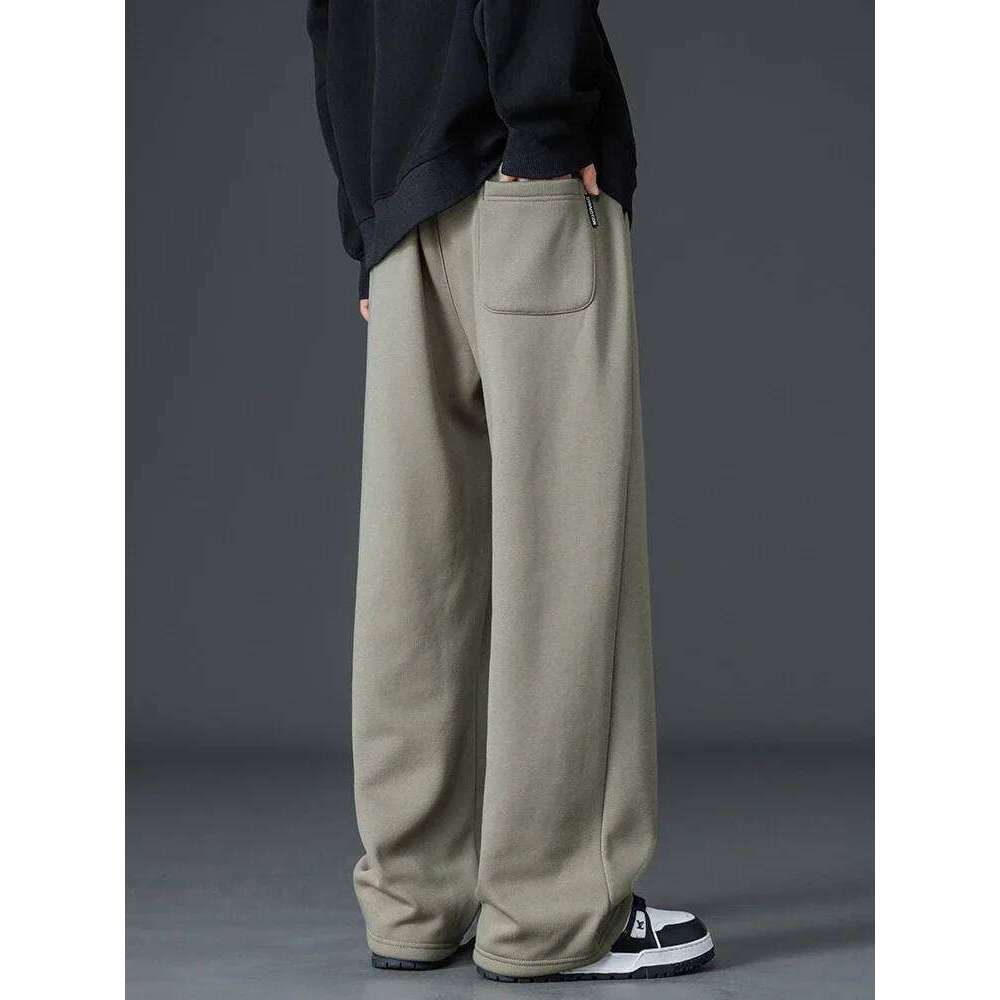 Winter Thick Warm Fleece Sweatpants Men Wide Leg Baggy Track Pants Casual Cotton Joggers Straight Thermal Trousers Big Size 8Xl