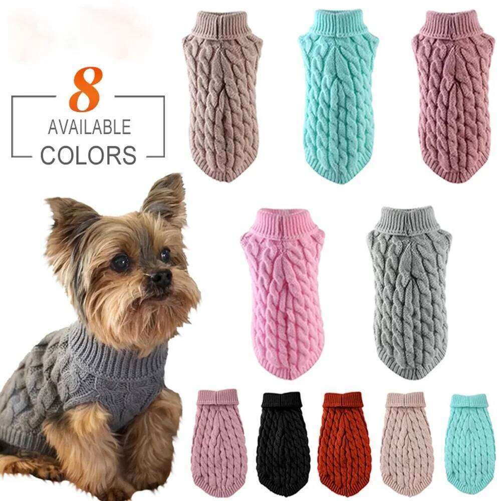 Sweaters for Small Dogs Winter Dog Boy Chihuahua Yorkie Sweater Warm Pet Clothes Knitted Solid Puppy 25T1226
