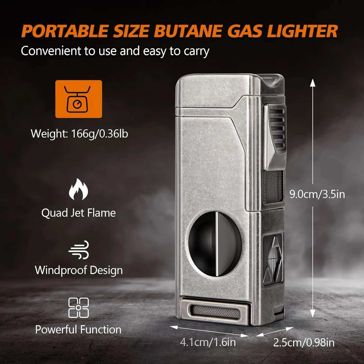 Scotte Cigar Lighter 4 Jet FlameRefillable Butane Lighter with Cigar Cutter V Cut Cigar Punch Cigar Holder Cigar Draw Enhancer Y251218