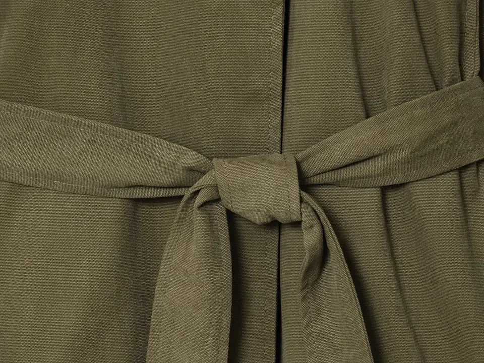 ETJs 2025 autumn new womens wear green workwear style stand-up collar with belt loose windbreaker casual jacketT251226