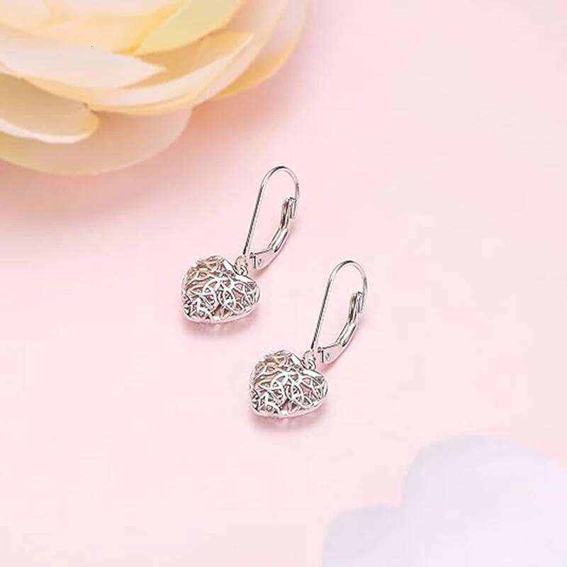 Huitan Women Heart Dangle Earrings Hollow Out Design Trendy Wedding Engagement Party Daily Metalic Versatile Accessories Jewelry