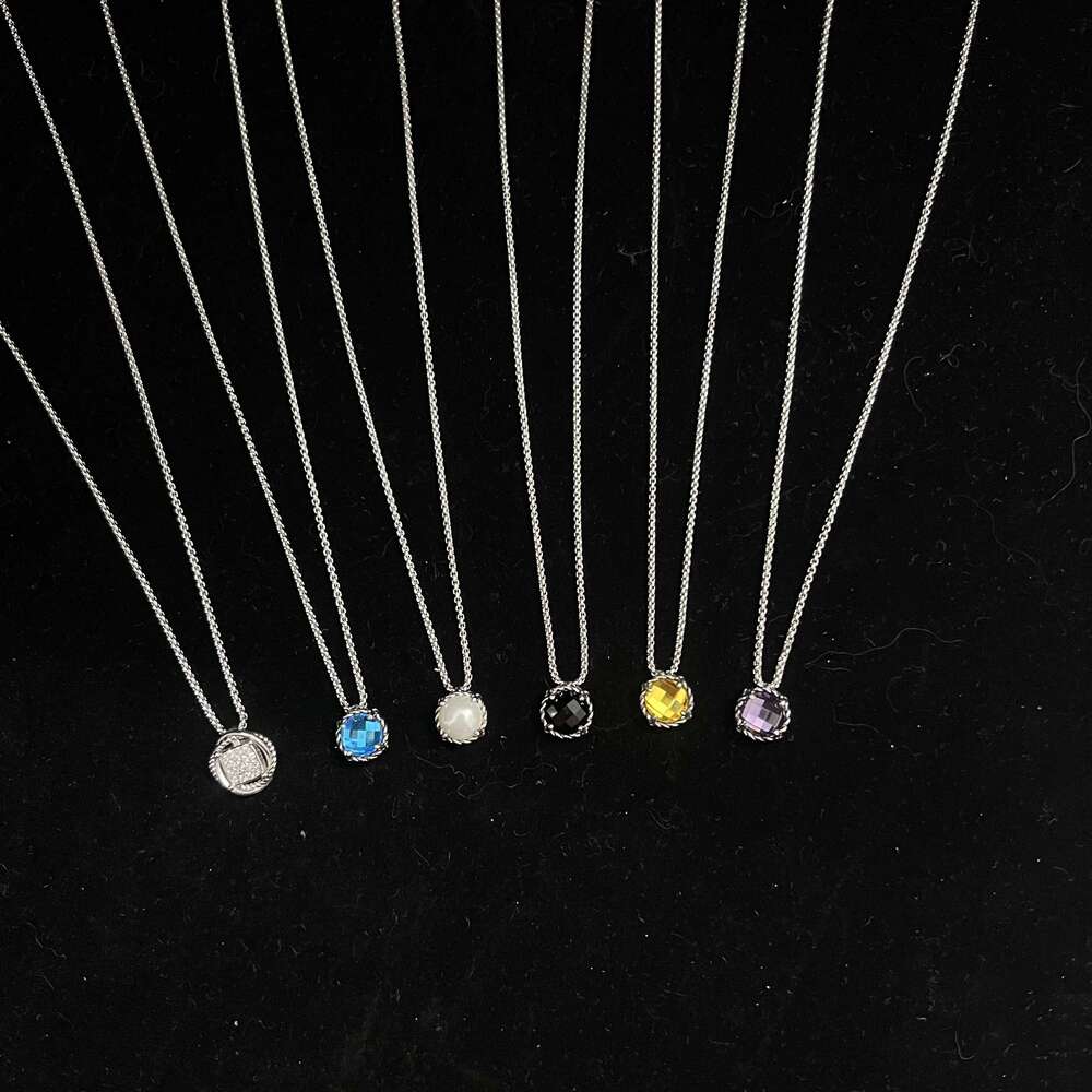 S925 Sterling Silver 2025 New 8mm Gemstone Necklace, Unisex, Fashionable, Trendy, Retro, Luxurious Jewelry Gift 25N1226