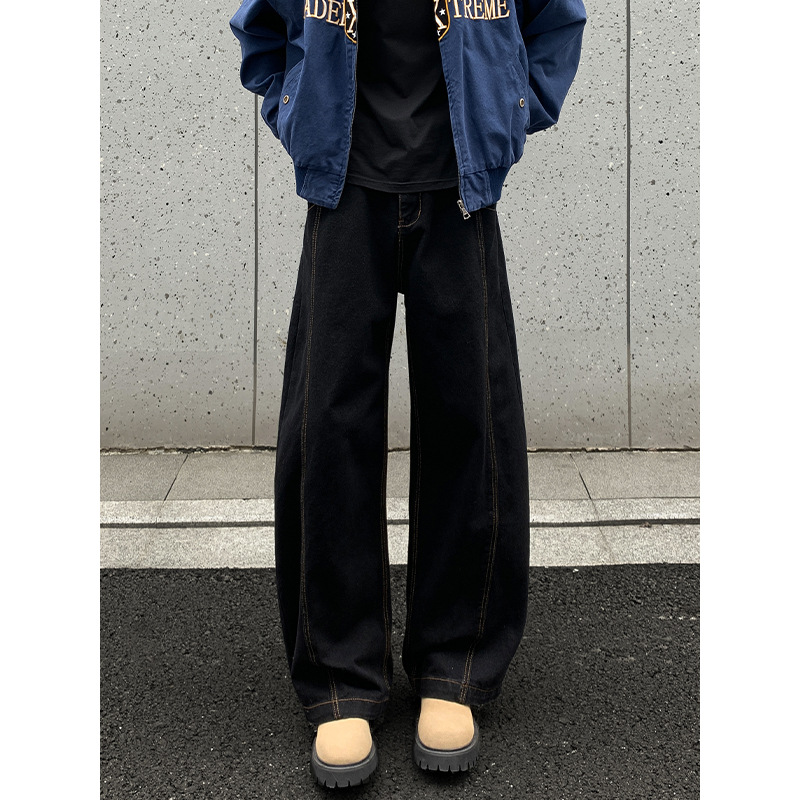 Vintage Scimitar Jeans for Men, Autumn & Winter American Straight-Leg Loose Pants, Cool & Stylish Streetwear Scimitar Wide-Leg Casual Trousers