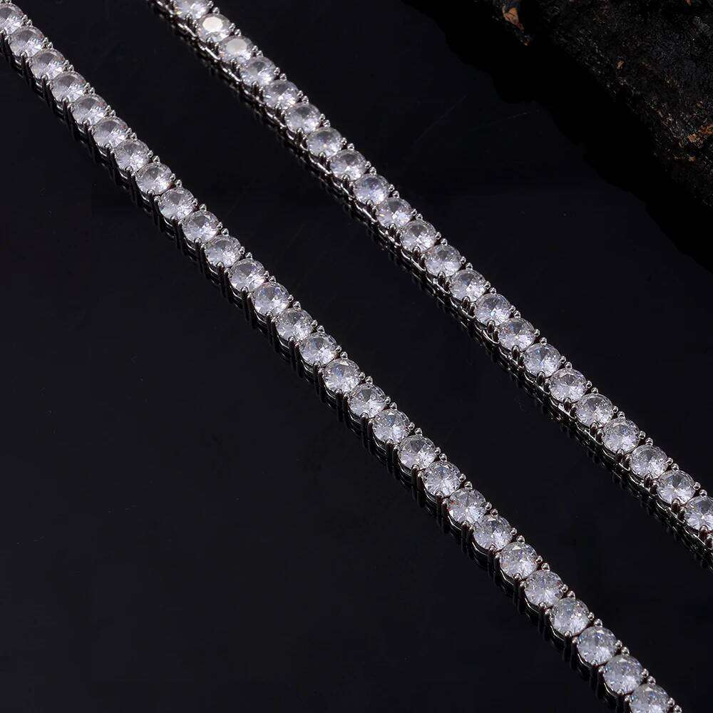 jewelry New Style Iced Out Bling Diamond Bracelet 3/4/5MM Cubic Zirconia Tennis Chain Spring Buckle Hip Hop Jewelry