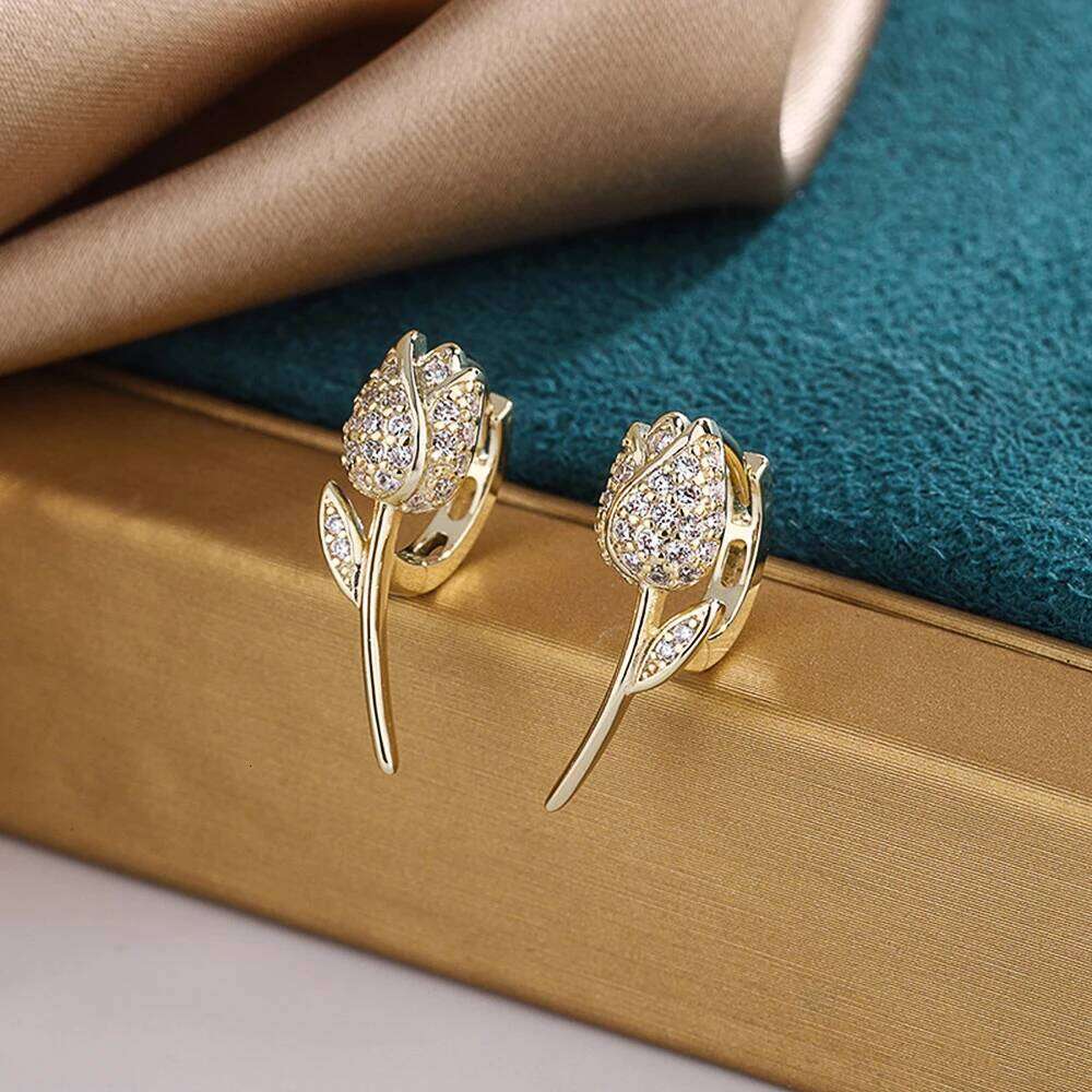 Huitan Korean Style Flower Shaped Hoop Earrings for Women Silver Color/Gold Color Fancy Girls Ear Accessories Trendy Jewelry