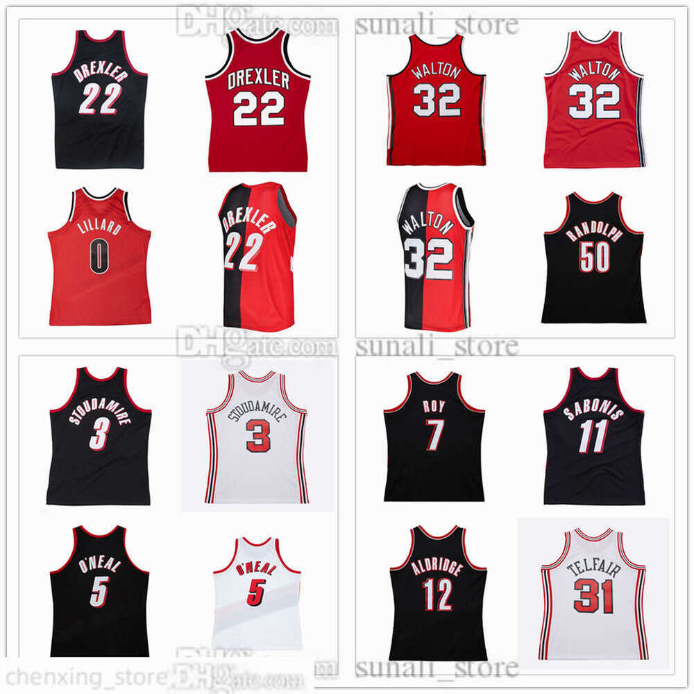 Retro Men's XS-6XL Basketball Jersey Clyde 22 Drexler Bill 32 Walton Damon 3 Stoudamire 0 Lillard 5 Jermaine 7 Roy 11 Sabonis 12 Aldridge 30 Wallace 31 Telfair 50 Randolph