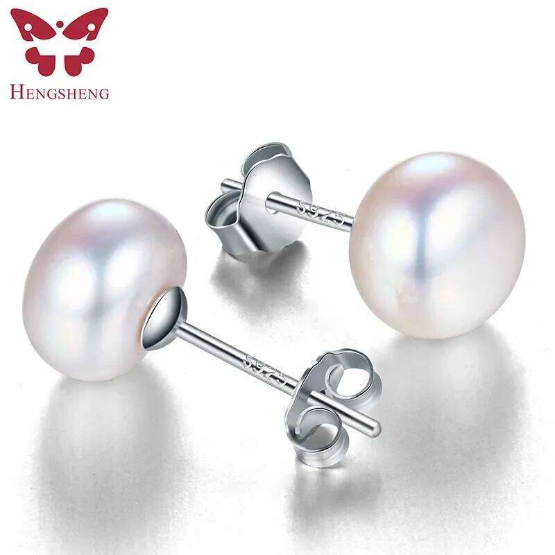 HENGSHENG Genuine Freshwater White Pearl Fashion Jewelry Silver Stud Earrings For Women Super Deal With Gift Box 25H1226