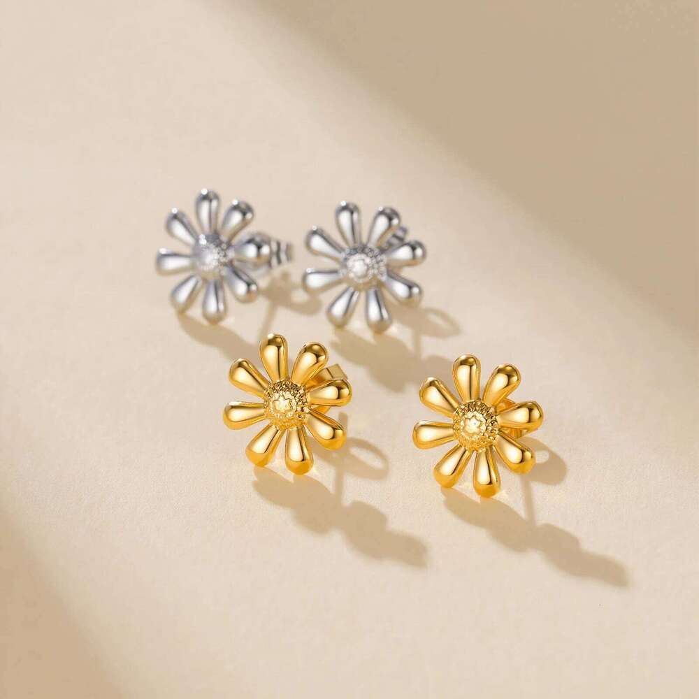 Cazador Stainless Steel Gold Color Flower Women Jewelry 2025 Trend Mini Stud Earrings Valentine Gifts New 25H1226