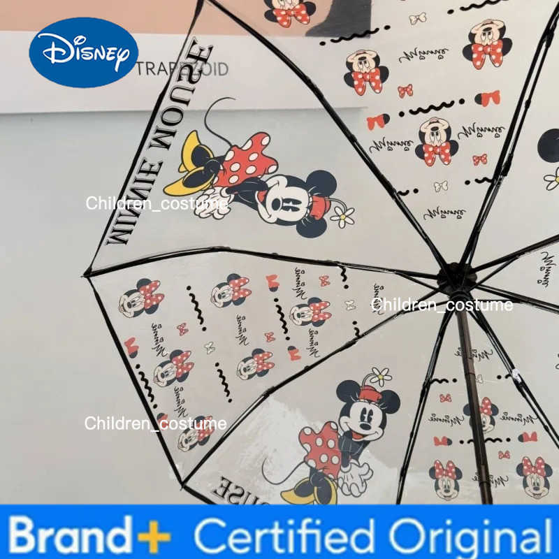 Disney Cartoon Cute Minnie Transparent Umbrella Mens and Womens Fresh New Value Fashion Trend Versatile Personalized Umbrella H251226