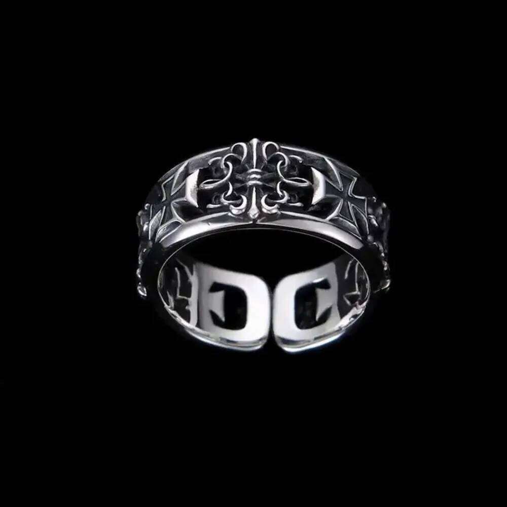 New retro cross hip-hop punk style niche opening ring for men 25M1226