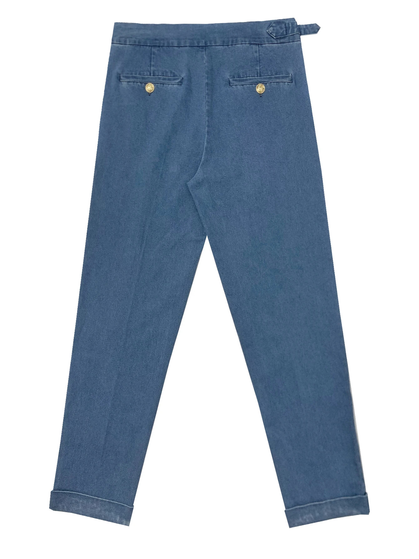 Mens HighWaist Dress Pants Autumn Winter Style Elegant Italian Neapolitan Plain Button Pleated High Waist Jeans Busi 251226