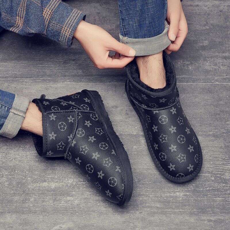 2025 Men's Snow Winter Warm Fleece Lined Thickened Non-Slip Waterproof Genuine Leather Loafers Martin Boots Cotton Shoes For Men