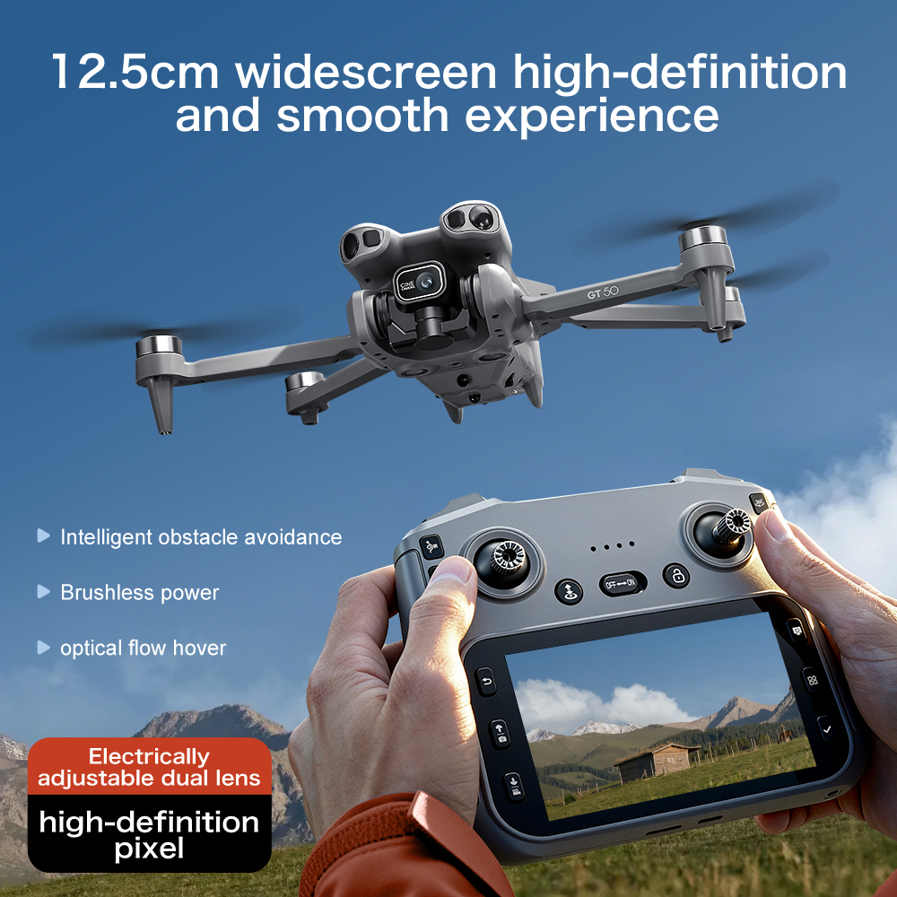 GT50 Pro HD flagship drone, equipped with a 4.3-inch screen remote control -1080P high-definition dual cameras and brushless motor, suitable for both 