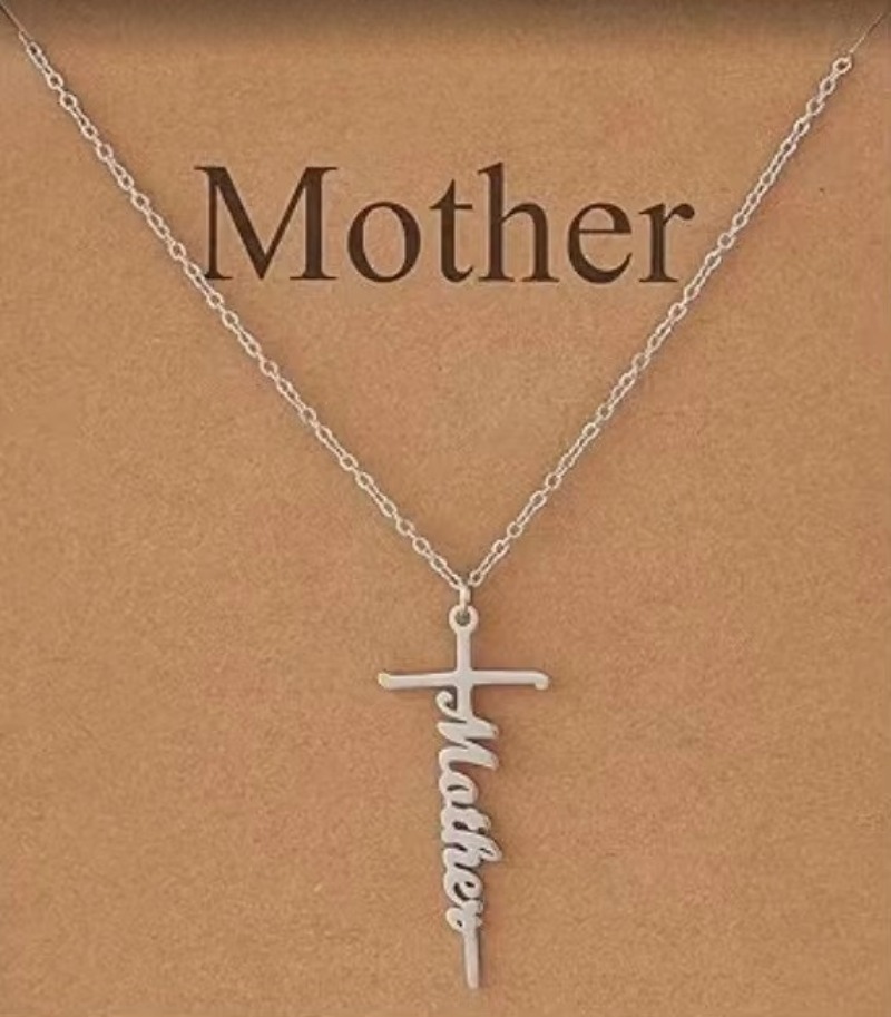 Designer Jewellery High Quality Stainless Steel Waterproof Silver Jesus Cross Pendant Name Carving Necklace for Men and Women Religious Gift Textured 