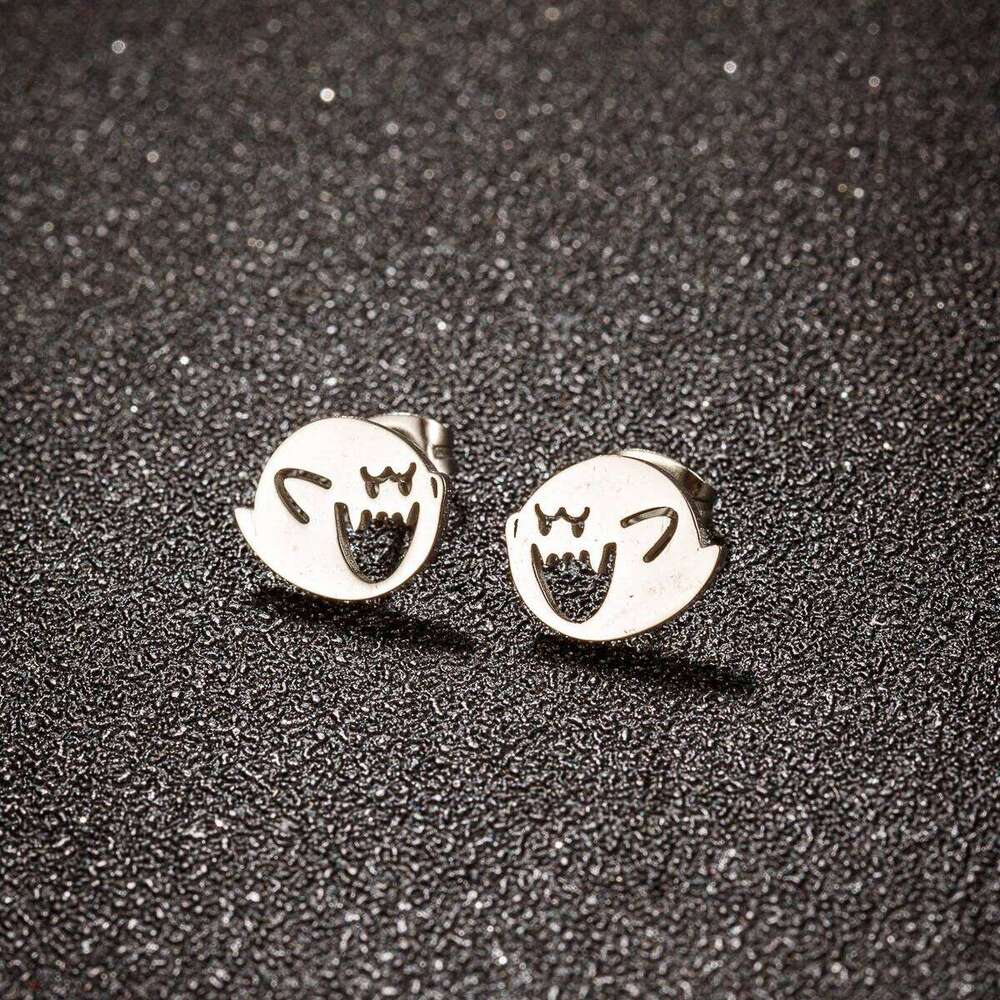 Cute Halloween Cartoon Stud For Women Stainless Steel Ear Piercing Black Earrings Minimalist Free Shipping 25H1226
