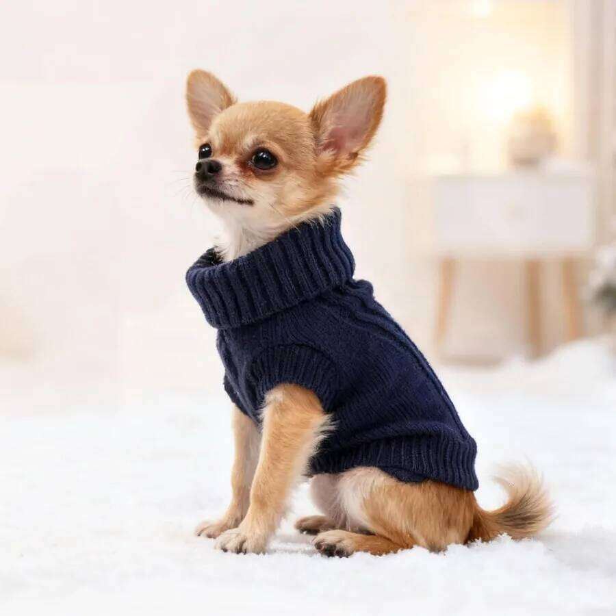 Chihuahua Sweater for Small Dogs Male XXS Dog Fall Winter Knitted Sweaters Warm Puppy Clothes Turtleneck Ou 25T1226