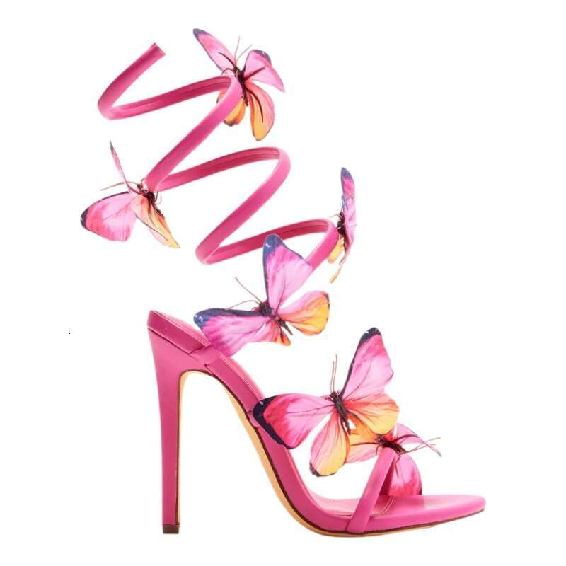 Women S Round Toe Butterfly Spiral Strap High Heeled Sandals MOJIDASHU