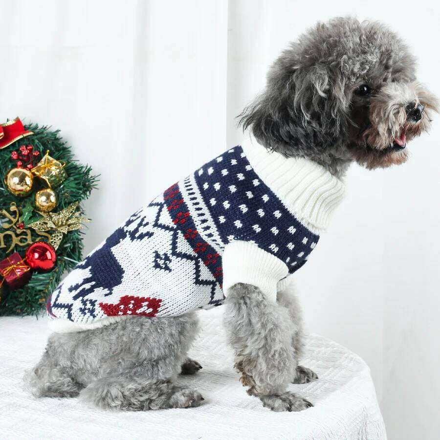 Christmas Sweaters Pet Winter Knitwear Xmas Clothes Classic Warm Coats Reindeer Snowflake Argyle Sweater for Kitty Puppy Cat 25T1226