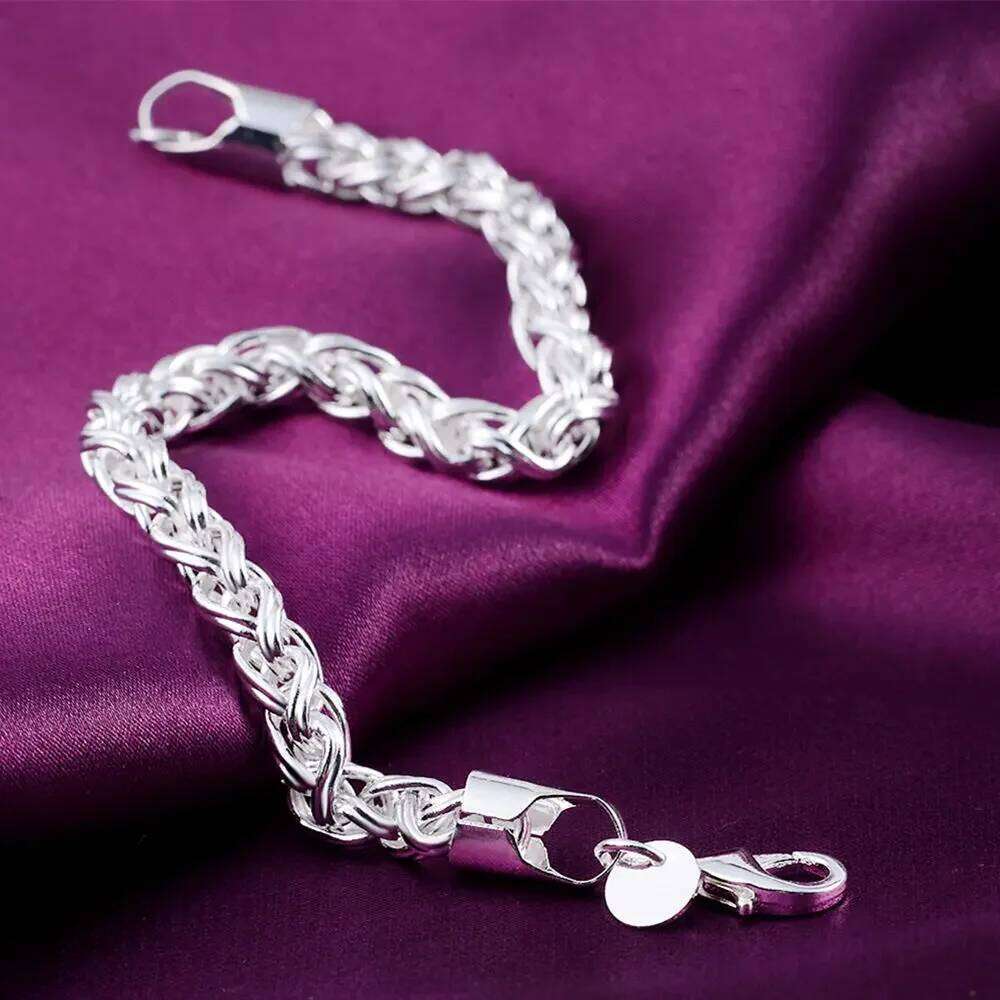 Hot retro twisting circle chain 925 Sterling Silver Bracelet for woman Popular Wedding party Christmas Gifts fashion Jewelry 25T1226