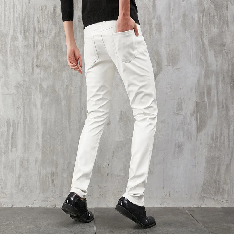 Mens Leather Pants Skinny Fit Stretch Fashion PU Trousers Nightclub Party Dance Thin 251226